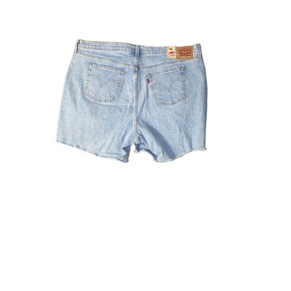 Levi's Womens 501 Cut-Off Shorts Blue Stretch Denim Fray‎ High Rise Plus 20W New - Picture 7 of 7